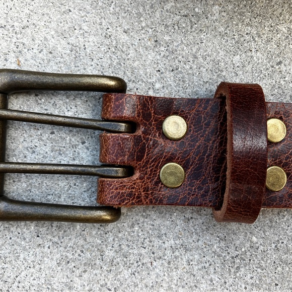 Handmade Leather Belt Double Holes Double Holes Eyelets and Grommets - Picture 4 of 6